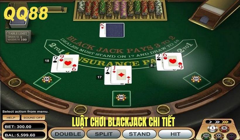 Cách chia bài, quy định rút thêm và so điểm tại Blackjack online QQ88